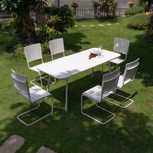 Holmsund matgrupp; bord 180x80 cm med 6 st stolar - vit Holmsund matgrupp; bord 180x80 cm med 6 st stolar - vit