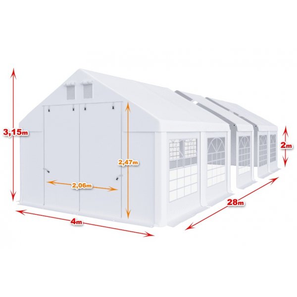 Partytelt i PVC - 4 x 28 m