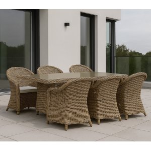 Utegrupp: 6 stolar och bord 200 x 100 cm rotting - Hampton/Mercury Utegrupp: 6 stolar och bord 200 x 100 cm rotting - Hampton/Mercury